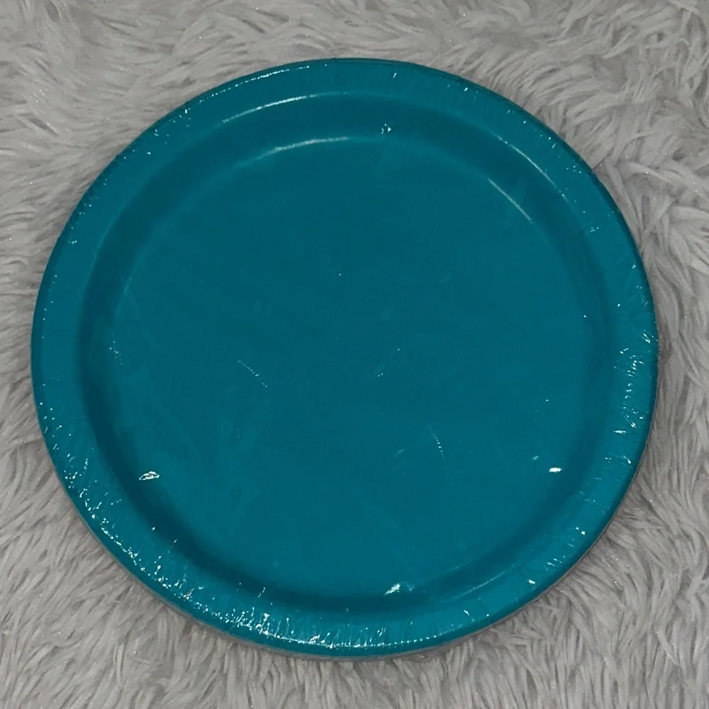 Teal Party Plates Caribbean Teal 16 Count