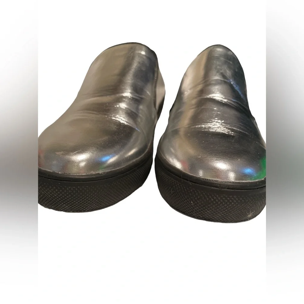 Versace 1969 RETRO silver metallic slide on sneakers size 37 (US7) black bottom