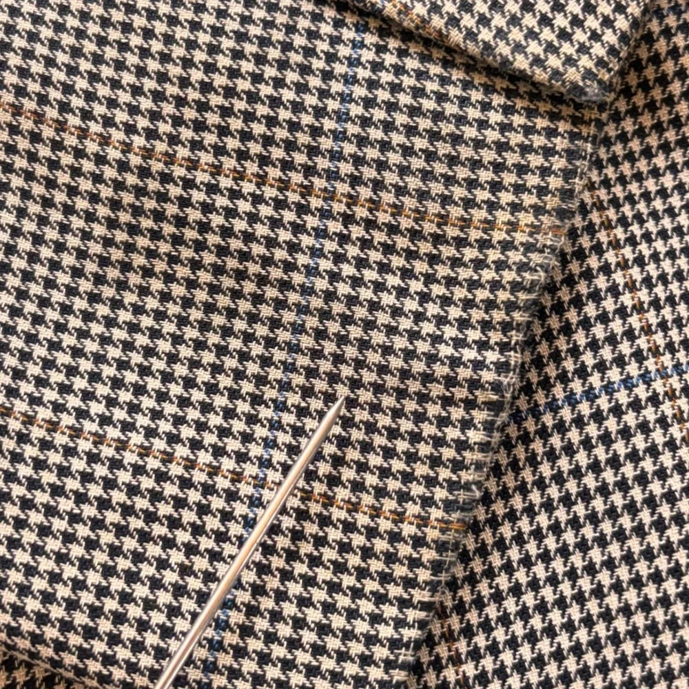 JOS. A. BANK Houndstooth Blazer 44L Brown Silk Wool Sport Jacket Preppy Classic