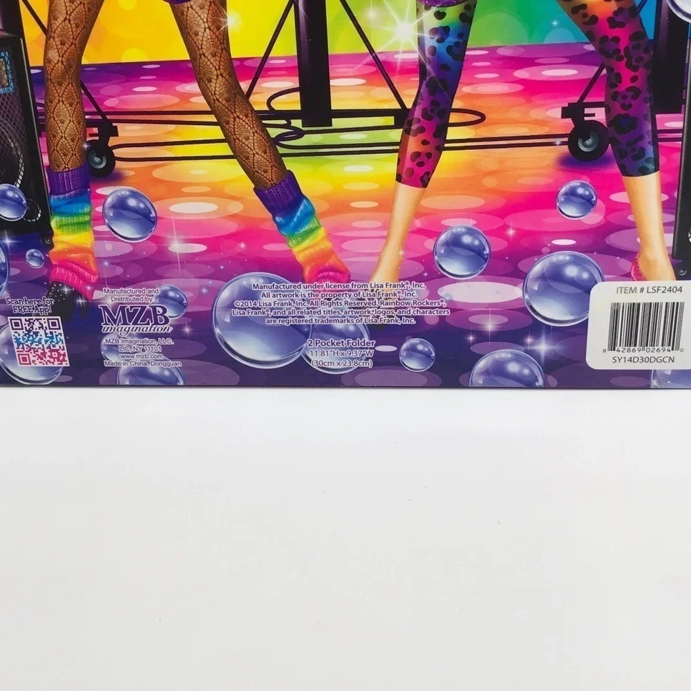 LISA Frank Folder Rainbow Rockers 2014 New Unused Two Pocket Multicolor 9”x12”