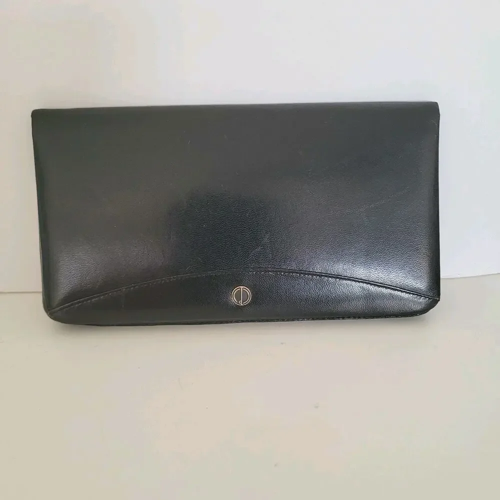 Dunhill Buissness Card Holder Wallet Black Bifold Leather Organizer Large Vintag