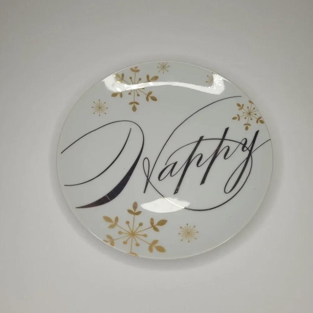 Pier 1 Imports Holiday Season Appetizer Plates Set of 4 Christmas Wish 6