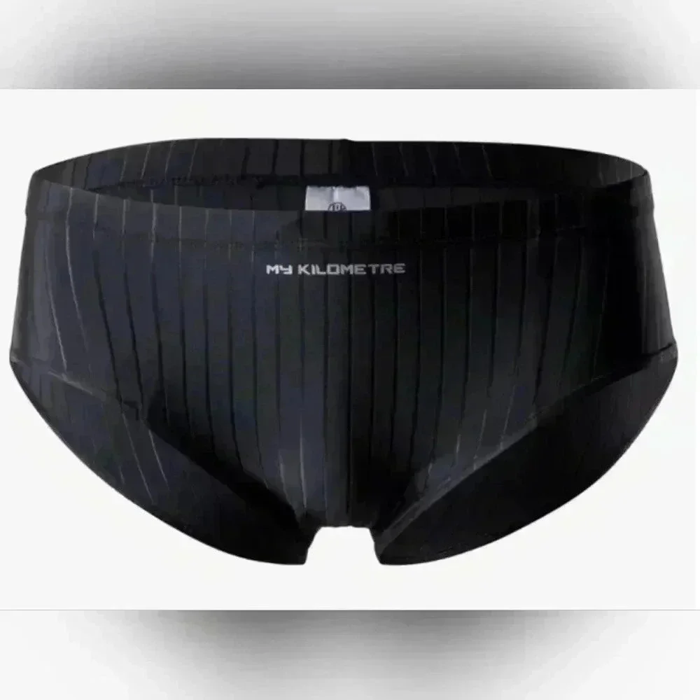 MY KILOMETER MEN ATHLETIC SWIMWEAR BRIEFS TRUNKS PURE BLACK NWT 3XL