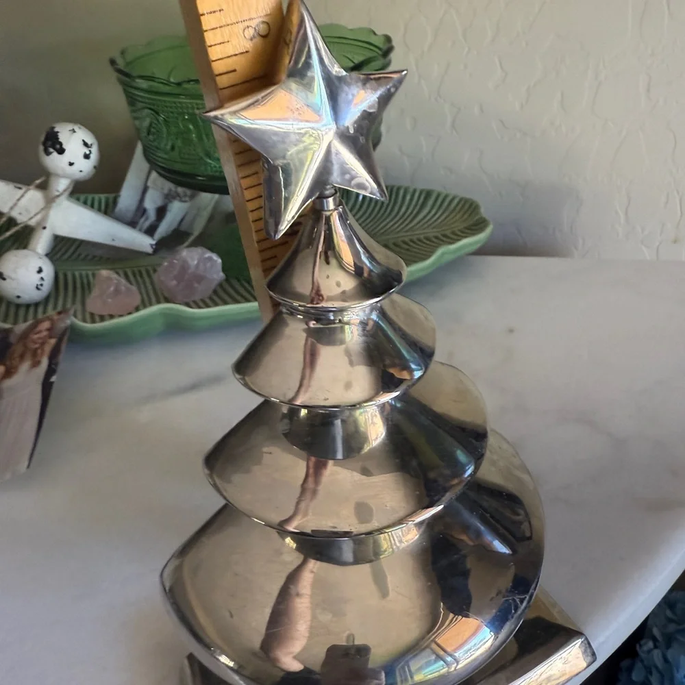 Crate&Barrel Silver Holiday Tree with Star