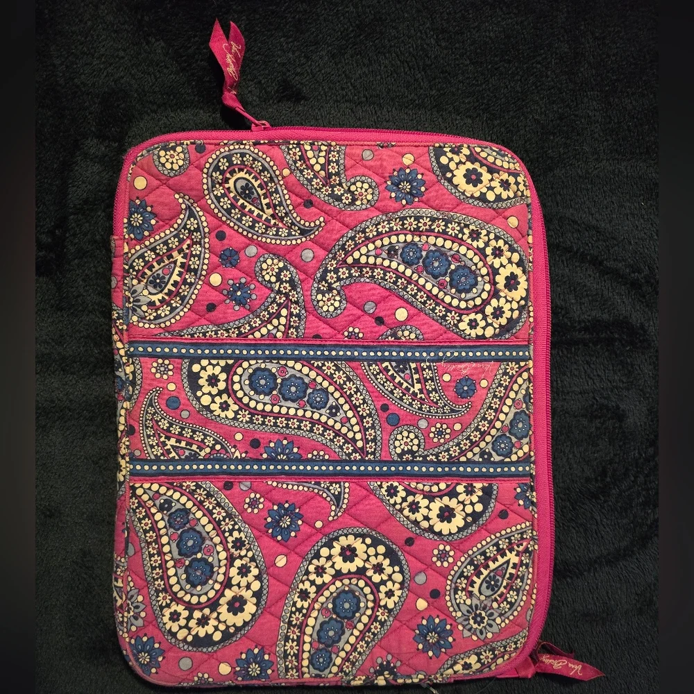 Vera Bradley Portfolio Laptop Tablet Sleeve Zip Cover Case Bag Pink Paisley