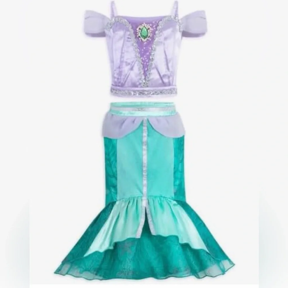 DISNEY Princess Ariel Mermaid Costume Sparkling Purple Green Dress girl