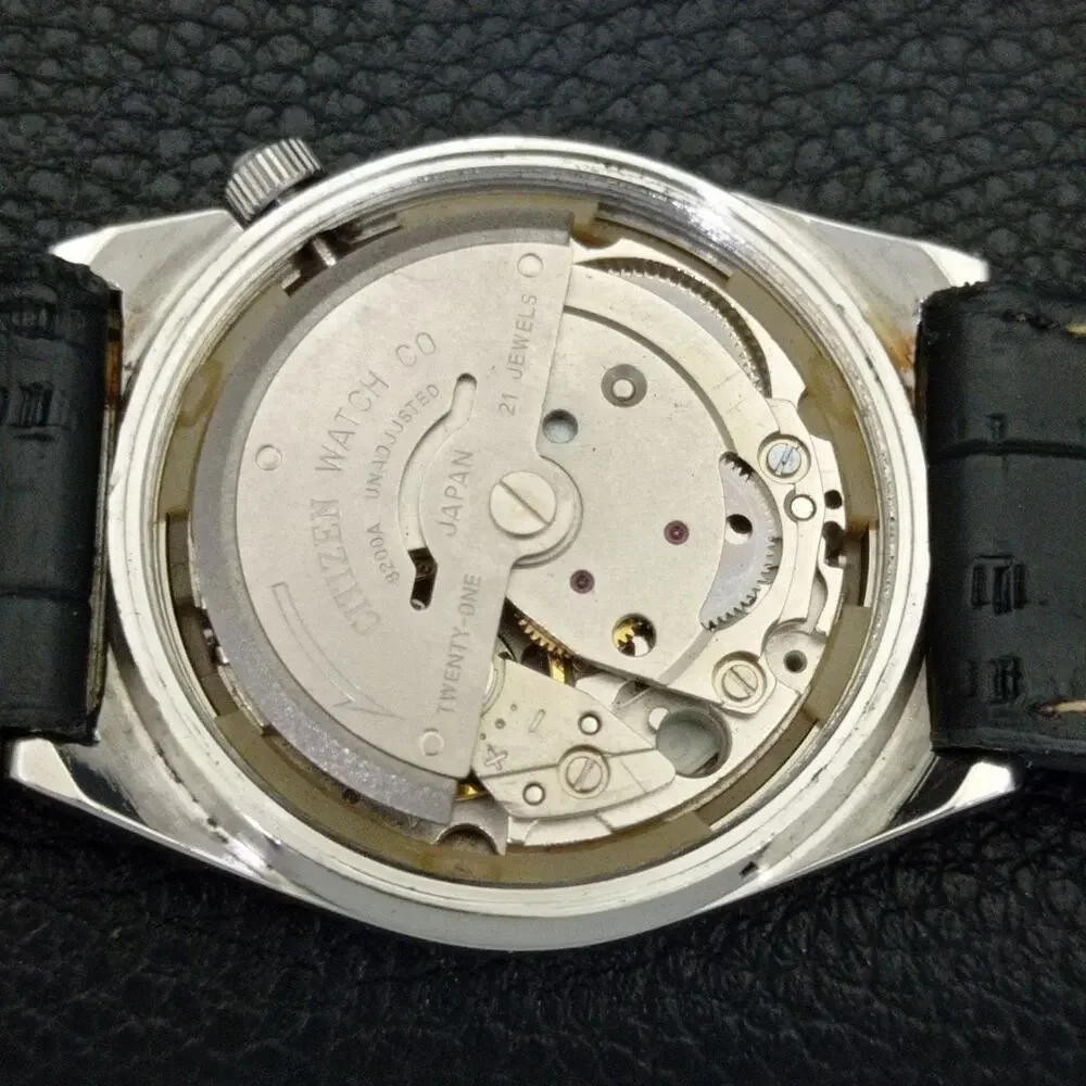 Vintage 1970 Citizen Automatic Mens Silver Watch W/daydate & Gold accents