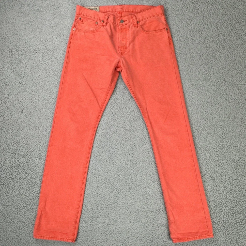 Polo Ralph Lauren Varick Slim 625 Pants Men 32x32 Elite Orange Canvas Button Fly