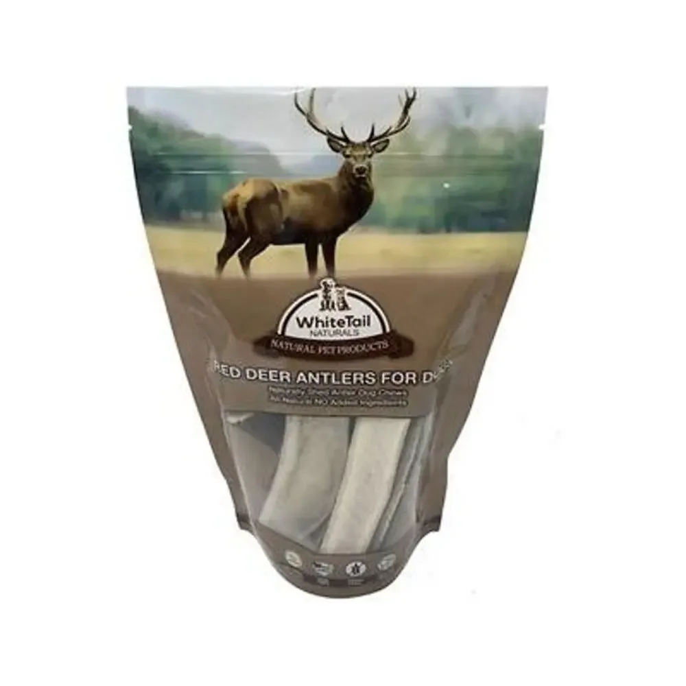 NWT WhiteTail Naturals Split Red Deer Antlers Medium Breed Dog Treats, 6 Count