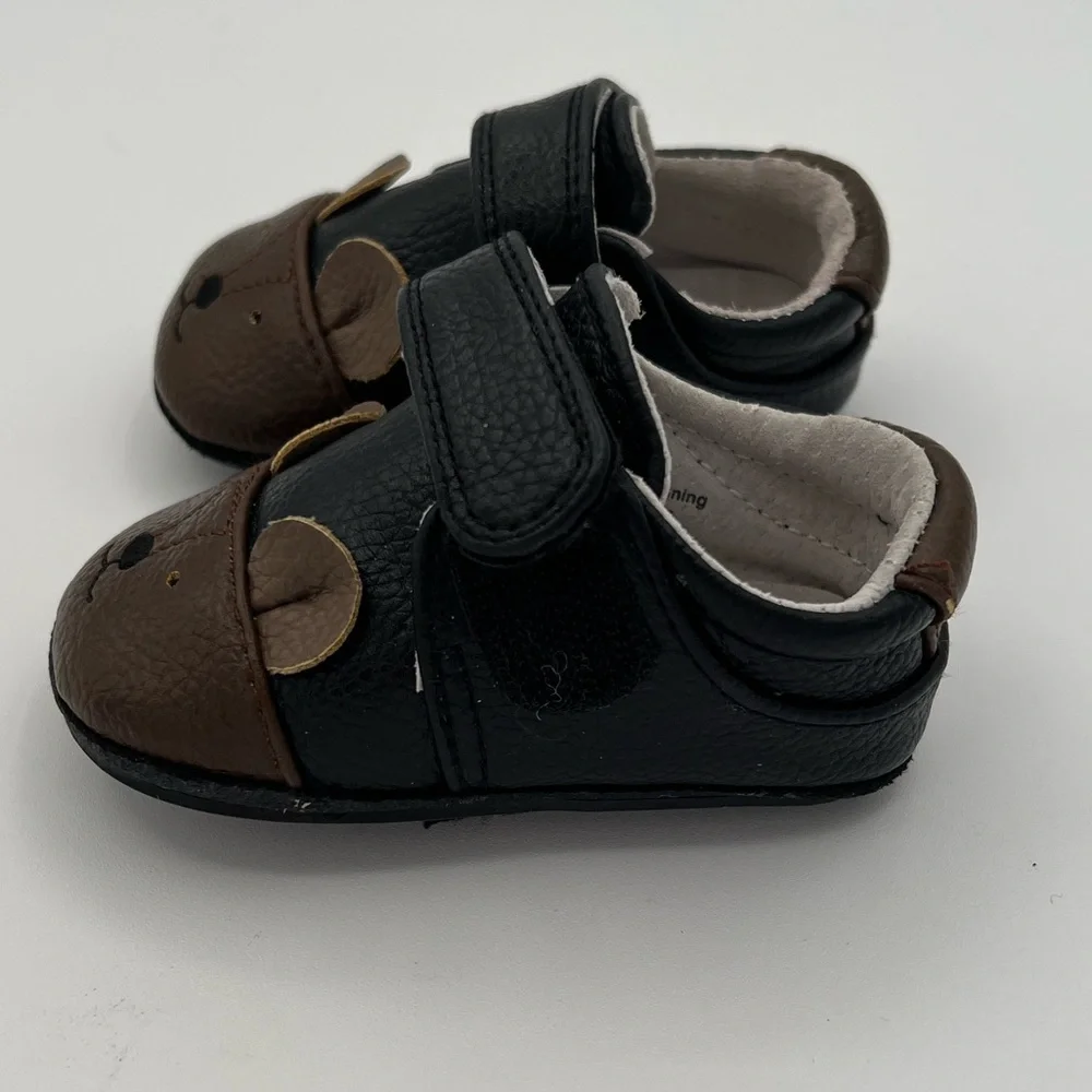 Jack & Lily “My Mocs” Leather Bear Shoes – Size 12–18 Months – With Box