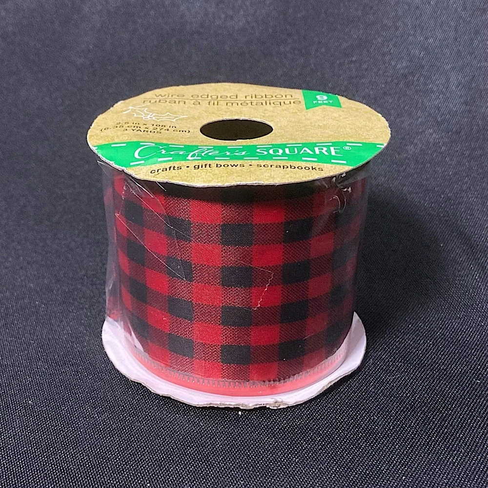 ⭐️ Crafter’s Square Red And Black Checked Craft Ribbon 2.5” x 108”