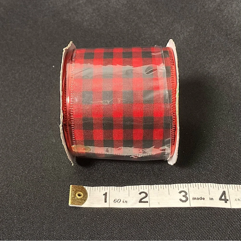 ⭐️ Crafter’s Square Red And Black Checked Craft Ribbon 2.5” x 108”