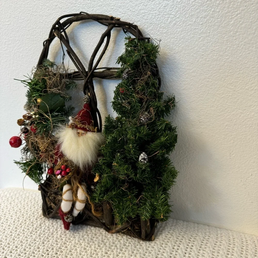 Vintage Festive Christmas Decoration – Greenery with Red Accents Holiday Décor