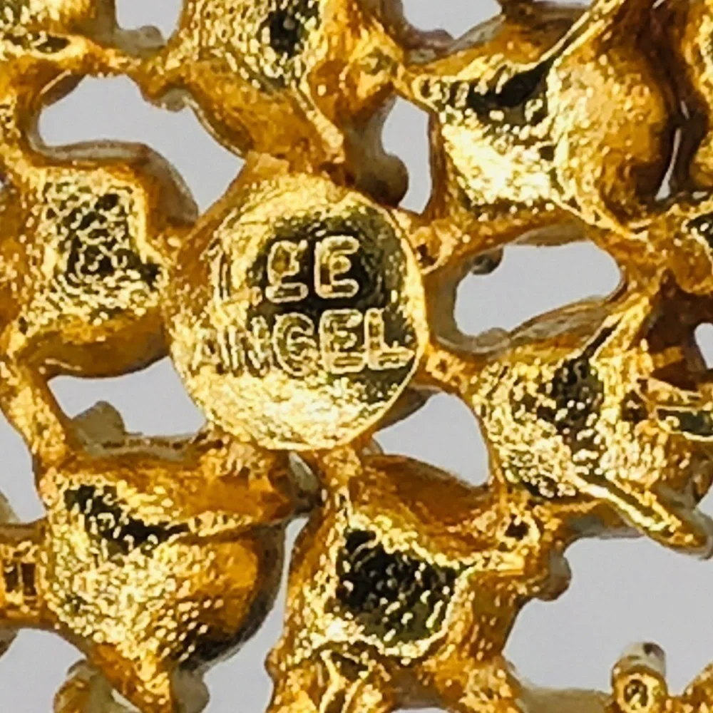 Vtg Brooch Lee Angel Large Starfish Flower Pinwheel Crystal Rhinestone Estate