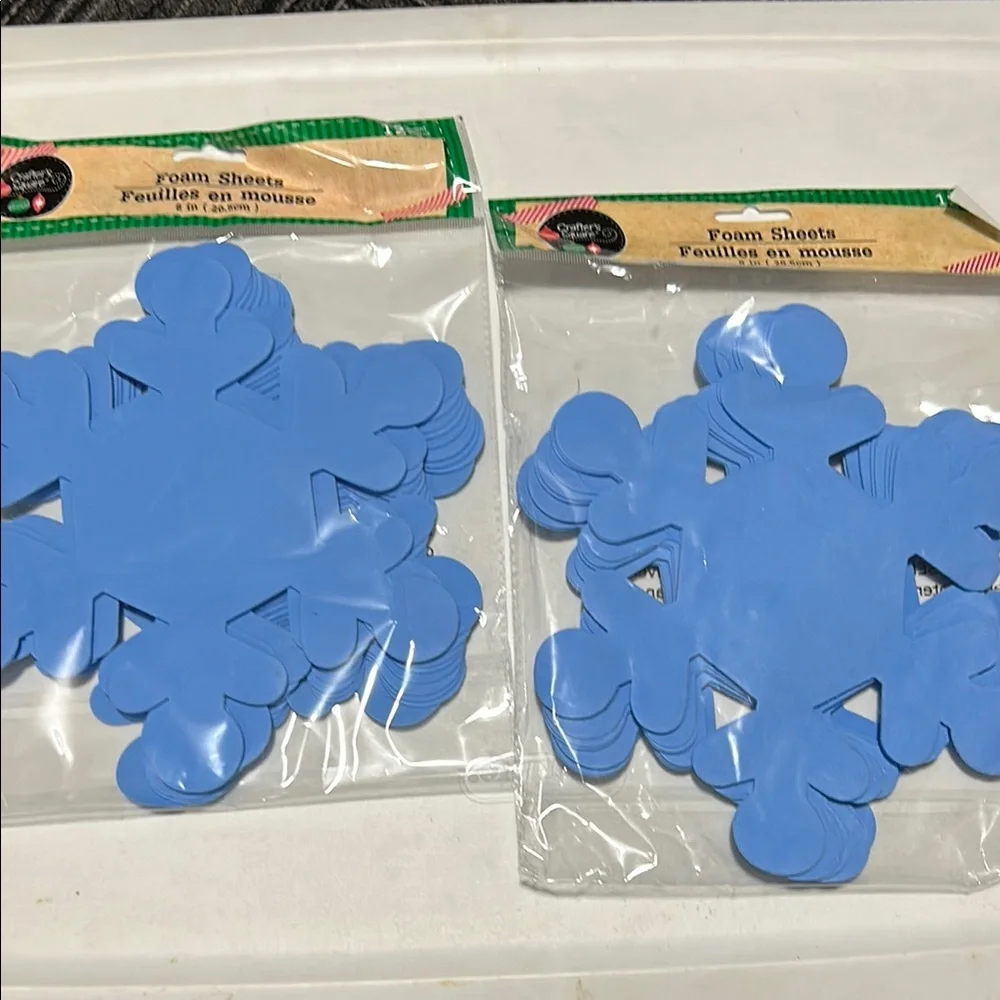 🩶5/$30 Blue 8” Snowflake Foam Sheets Two Sets of 12 Hobby Lobby NEW