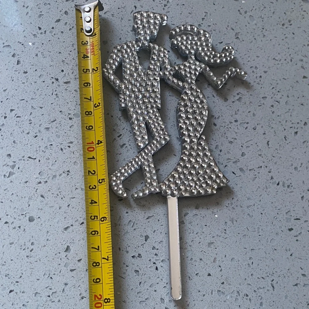 Silver Rhinestone Romance Decorative Topper