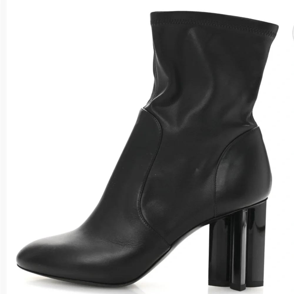 LOUIS VUITTON Uniformes Silhouette Fleur Black Ankle Boots 38 Black
