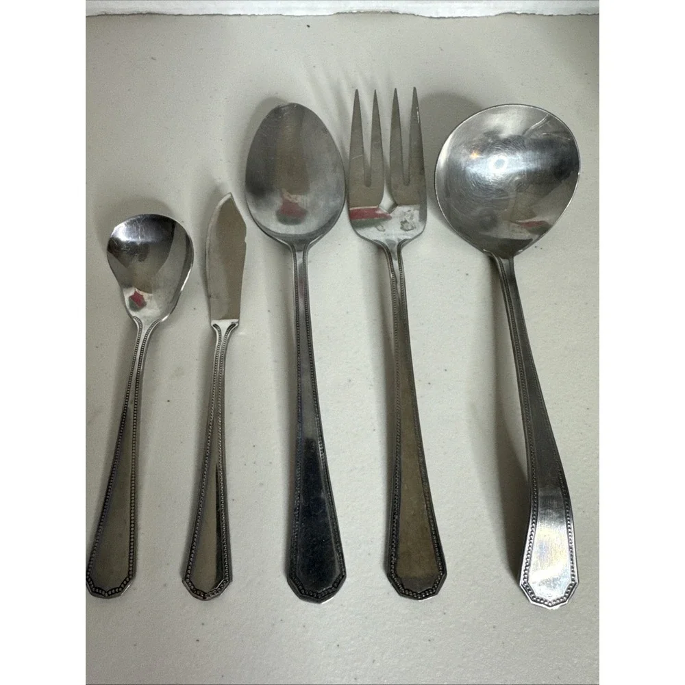 Oneida Northland Fashionpoint Stainless Japan Beaded Flatware 5 Piece Set