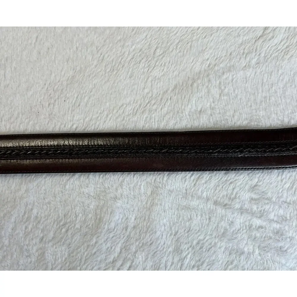 Mezlan Spain 38 Mens Leather Dress Belt Dark Brown Belt Gunmetal Tone Buckle