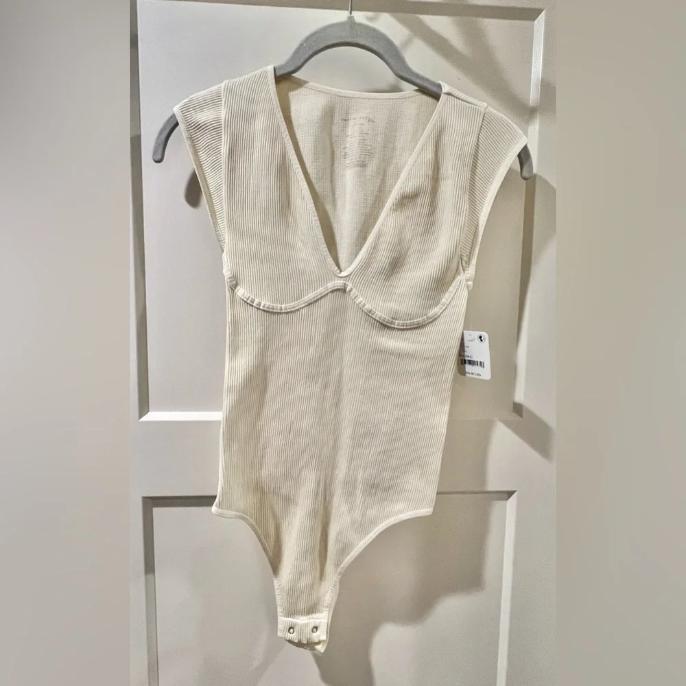 Free People Meg Seamless Bodysuit Ivory NWT