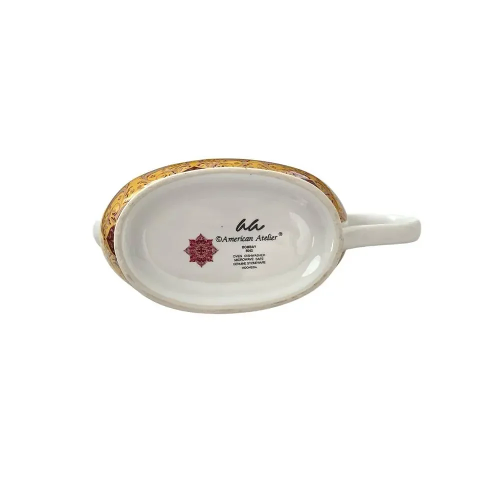 American Atelier Bombay Gravy Boat Dish #5042 Stoneware EUC