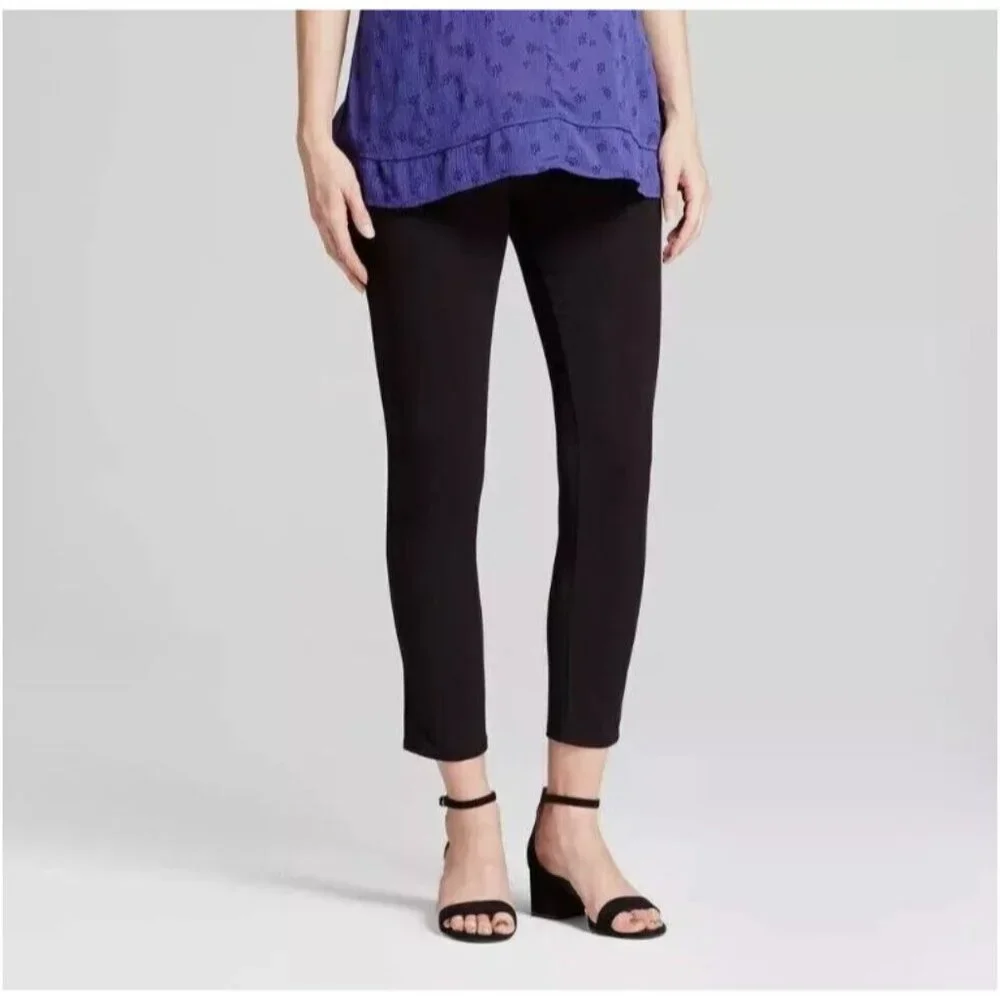 Ingrid & Isabel Maternity Black Ankle Skinny Trouser Pants Sz 4 Stretch