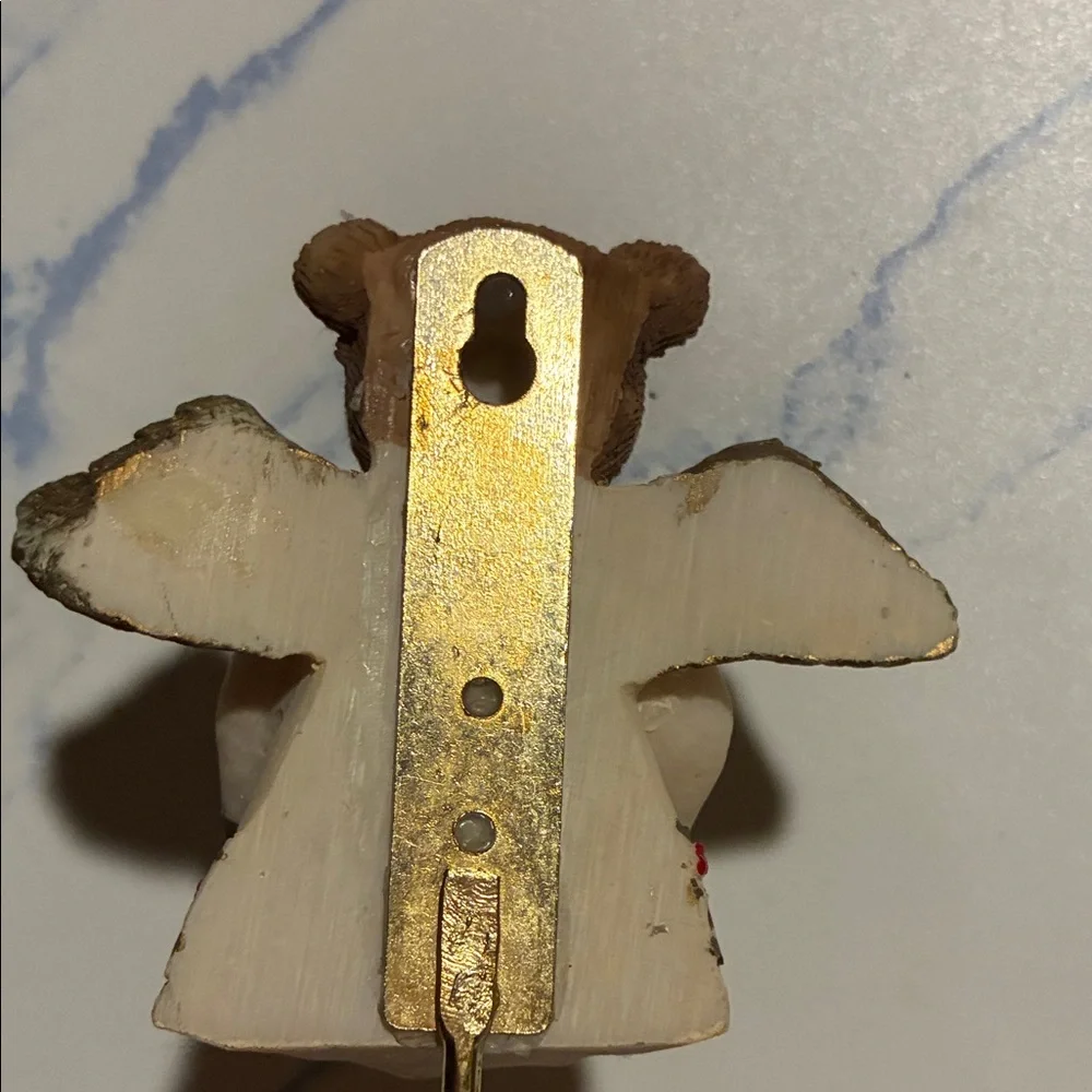Charming Angel Bear Wall Hook - Cream and Gold