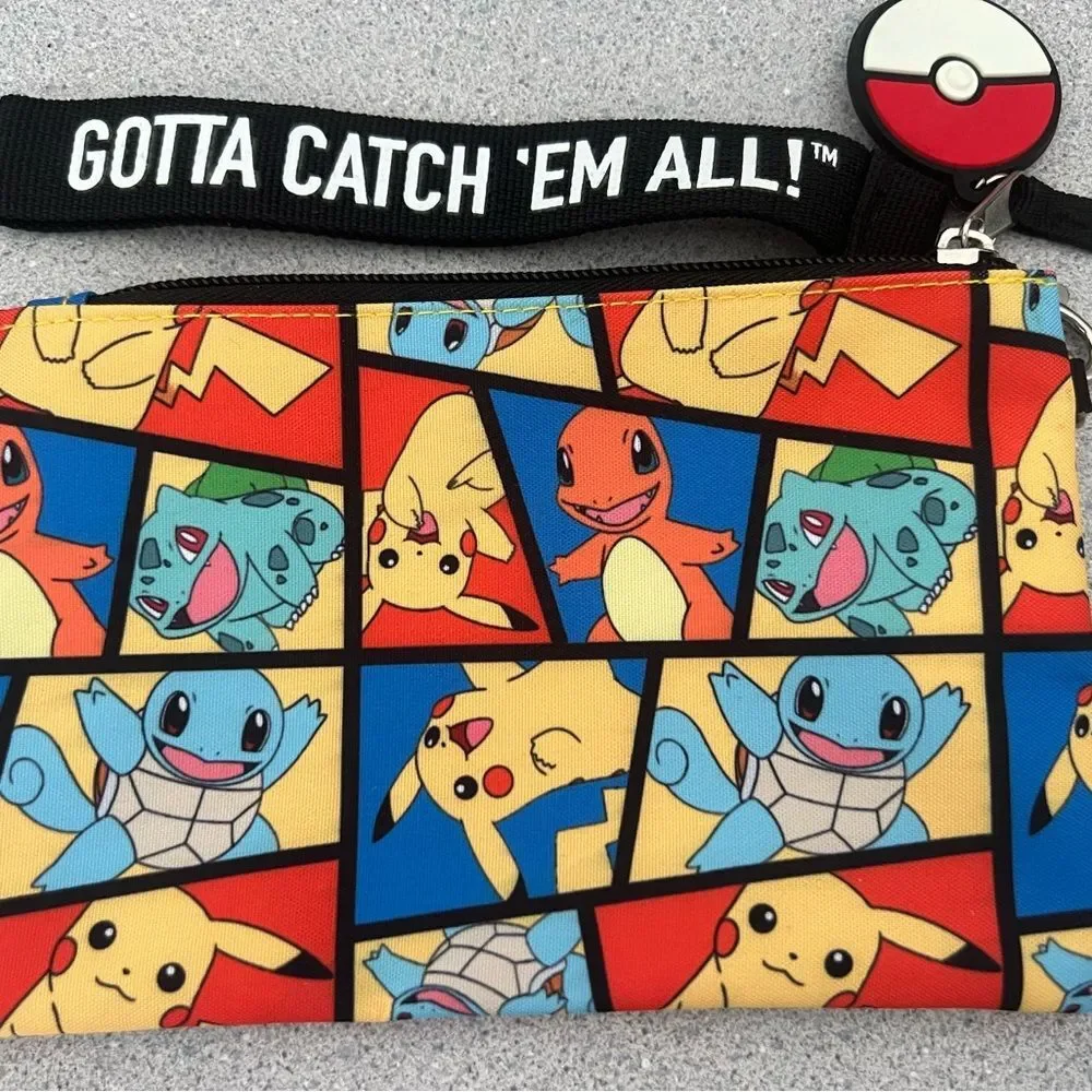 Colorful Pokémon Pouch with Wrist Strap pencil pouch, Gotta Catch 'Em All