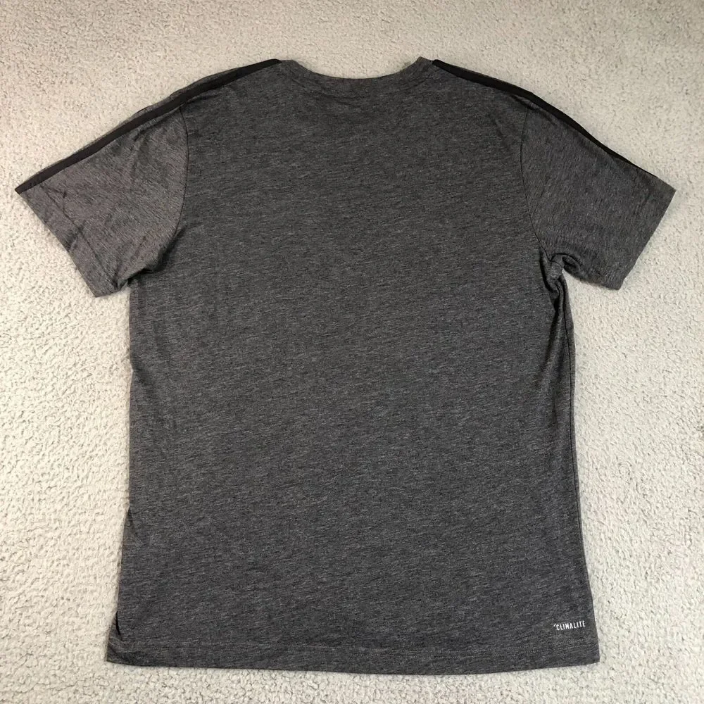 Adidas Shirt Mens Medium Gray‎ Climalite Logo Crew Neck Sportswear Outdoor