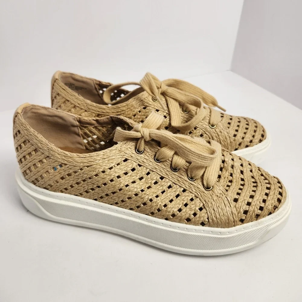 Charles David Sport Women's Raffia Platform Casual Sneakers Tan Size 7.5M