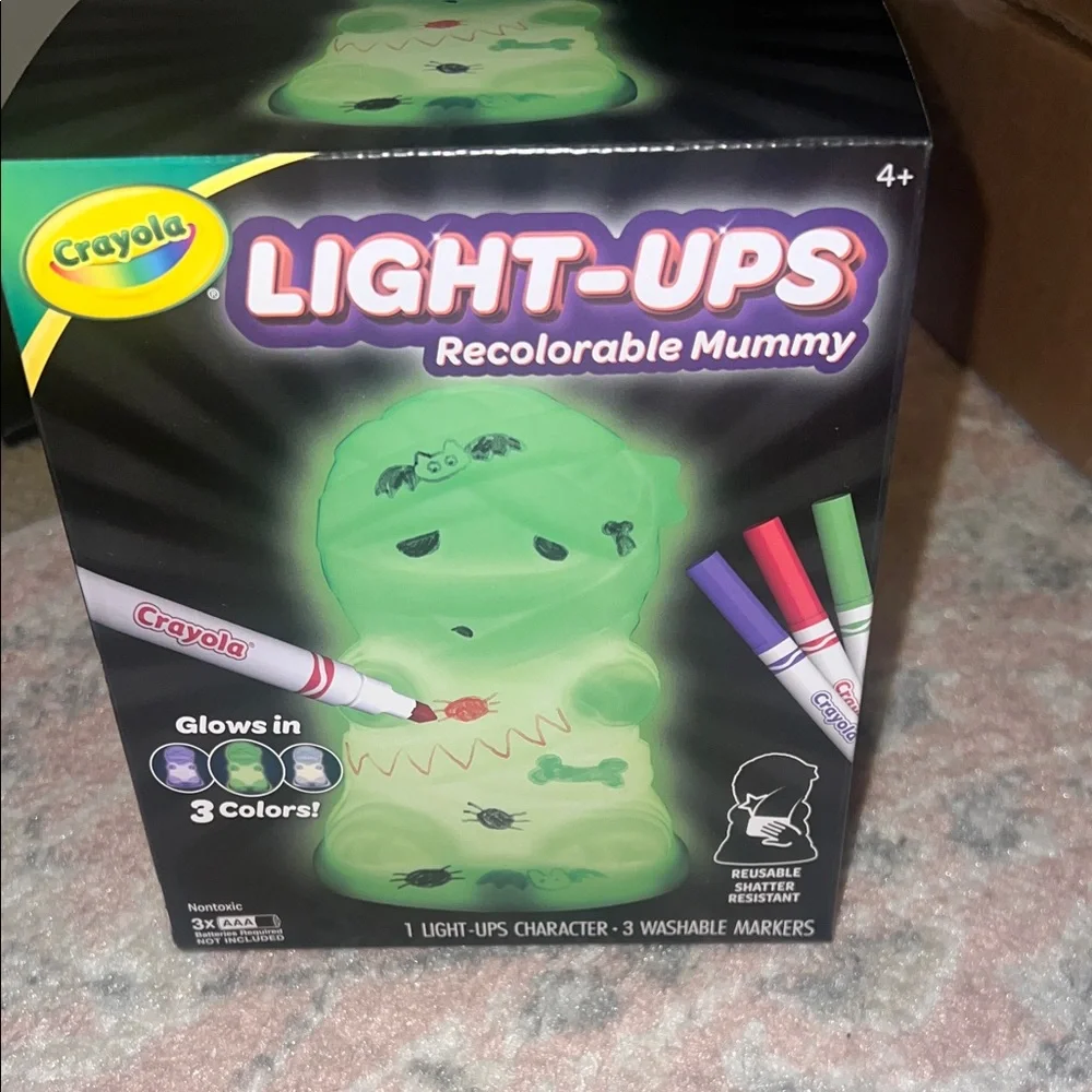 NWT! Crayola Light-Ups Recolorable Mummy - Green with Markers