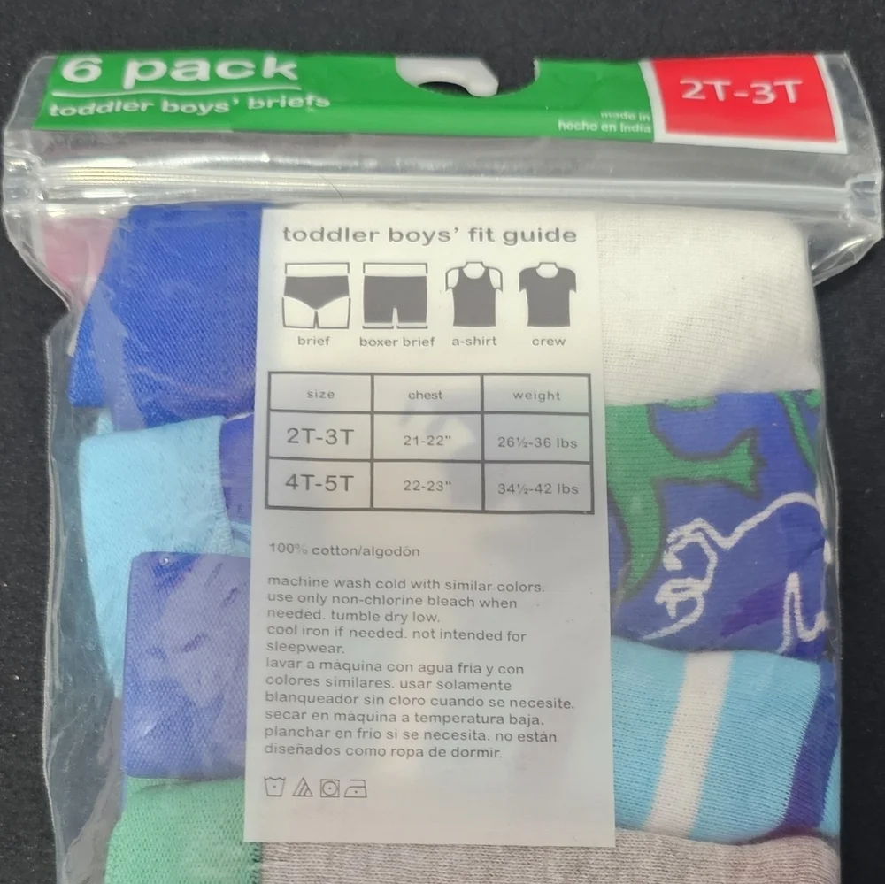 Wonder Nation Toddler Boys Briefs 6-Pack Sizes 2T-3T