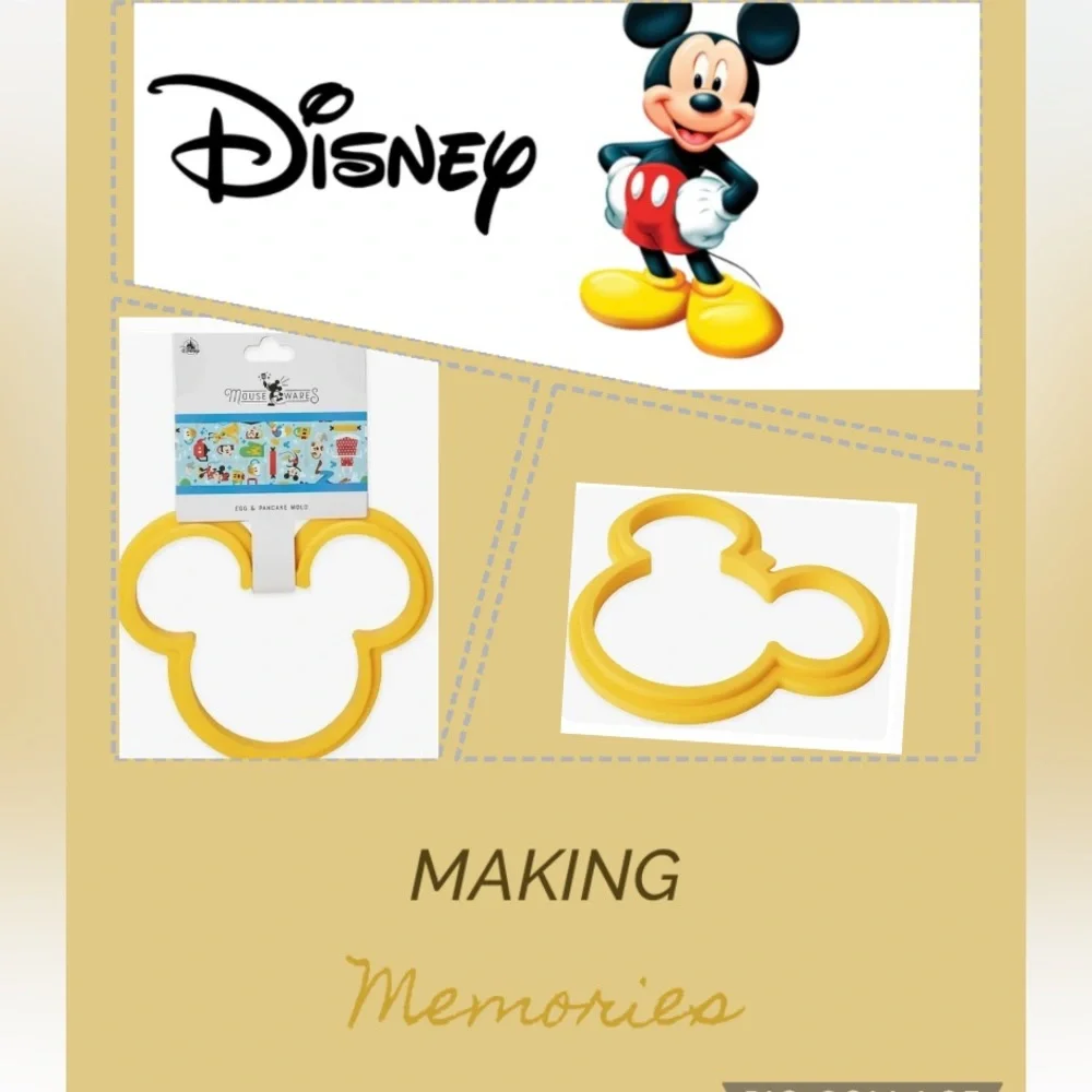 3-1 NEW Disney Parks Mickey Mouse Silicone Pancake & Egg Ring Mold…+ 2 p…