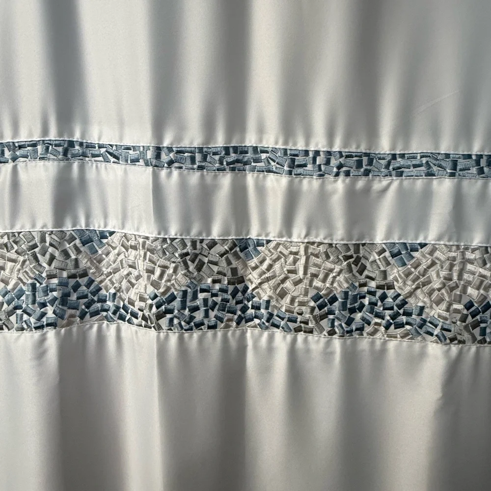 Elegant White and Blue Shower Curtain