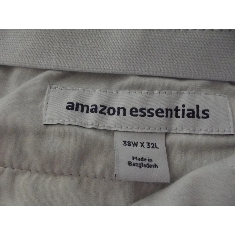 Essentials Pants Mens 38 x 32 Tan Khaki Classic Straight flat front