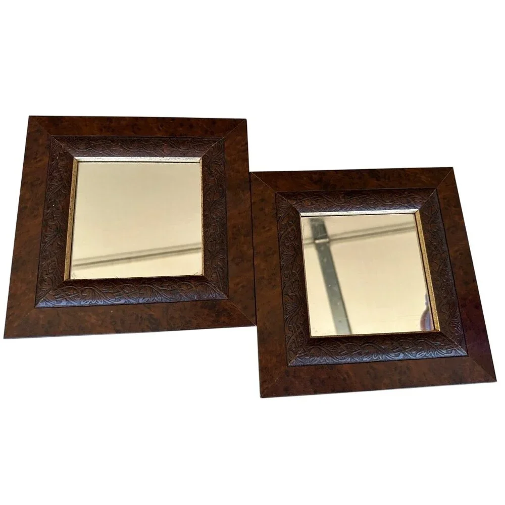 Set of 2 VINTAGE Home Interiors & Gifts Framed Glass Mirrors 8.5