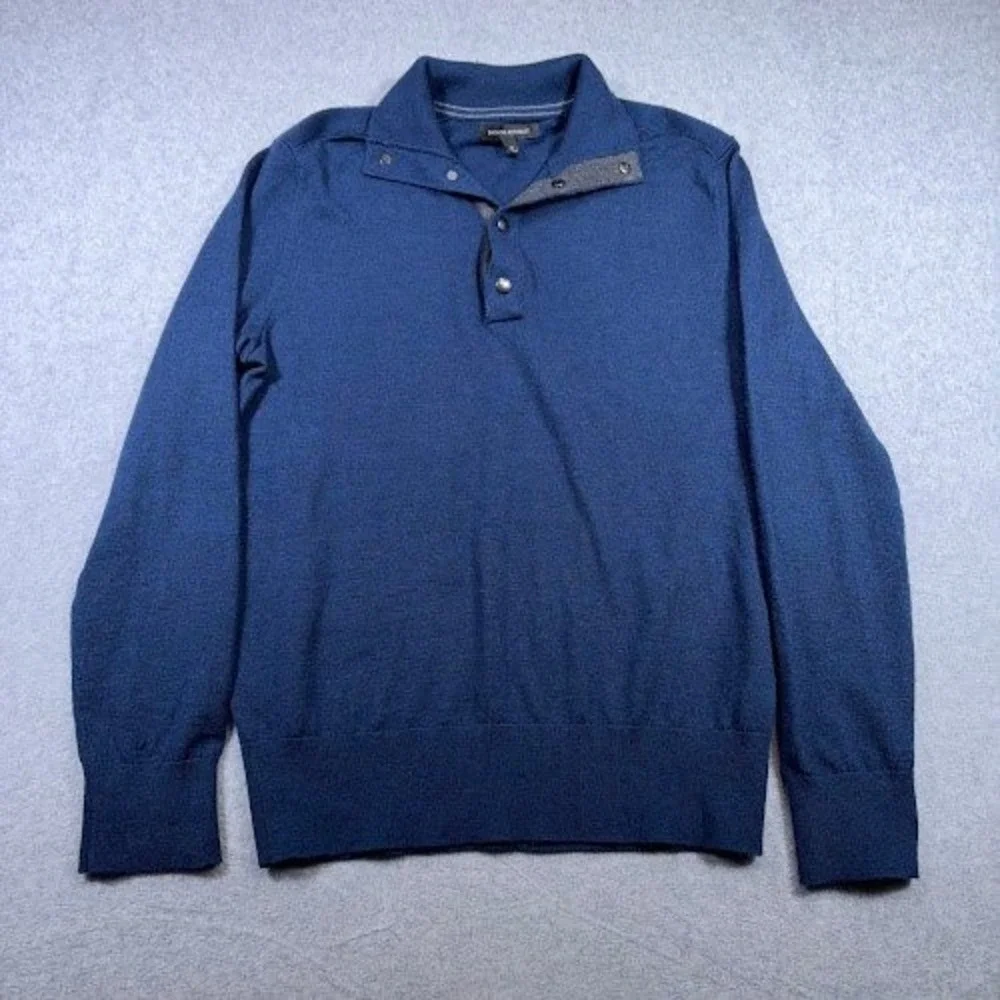 Banana Republic Snap Neck Long Sleeve Sweater Mens Medium Blue Knit Collared