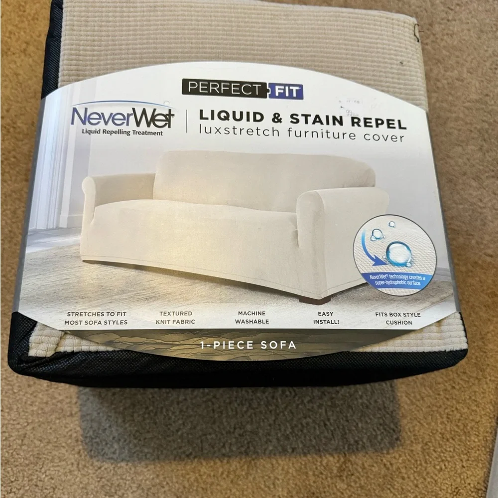 NeverWet Cream Sofa Cover NWT