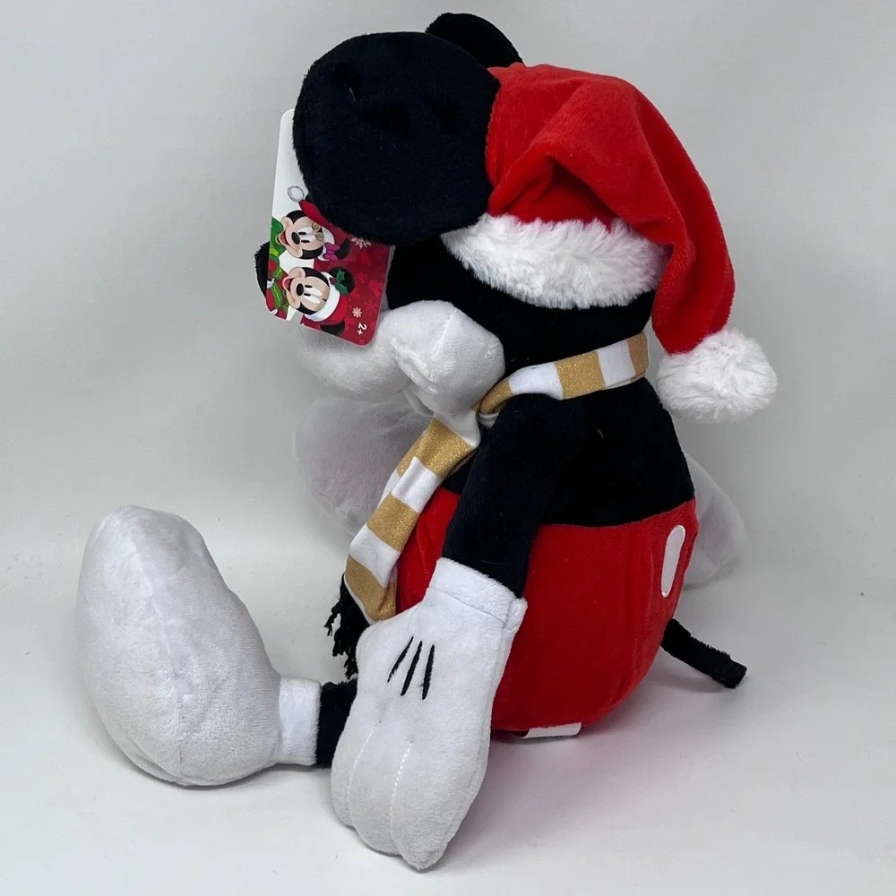 Disney Just Play Mickey Minnie Christmas Plush Set Gold White Scarves 20