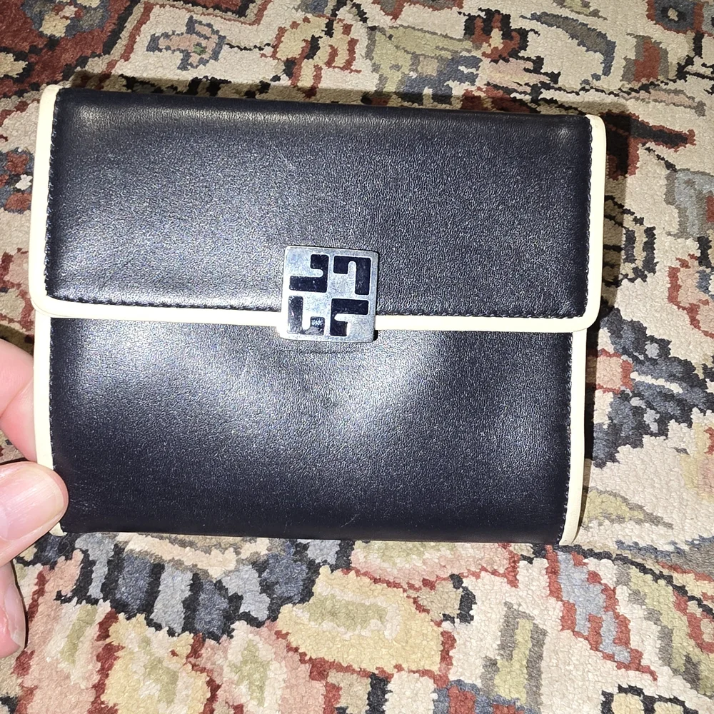 Loewe Cream and Black Leather Wallet