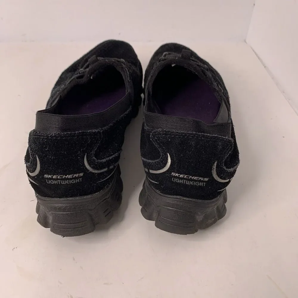 Skechers Womens 8 EZ Flex 2 Walking Sneakers Slip‎ On Flats 22660 Black Leather