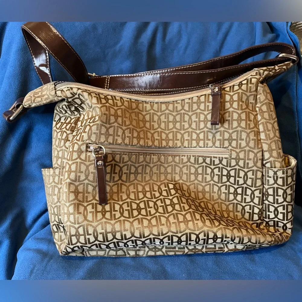 Giani Bernini Camel/Beige Logo monogram Satchel shoulder bag Handbag purse