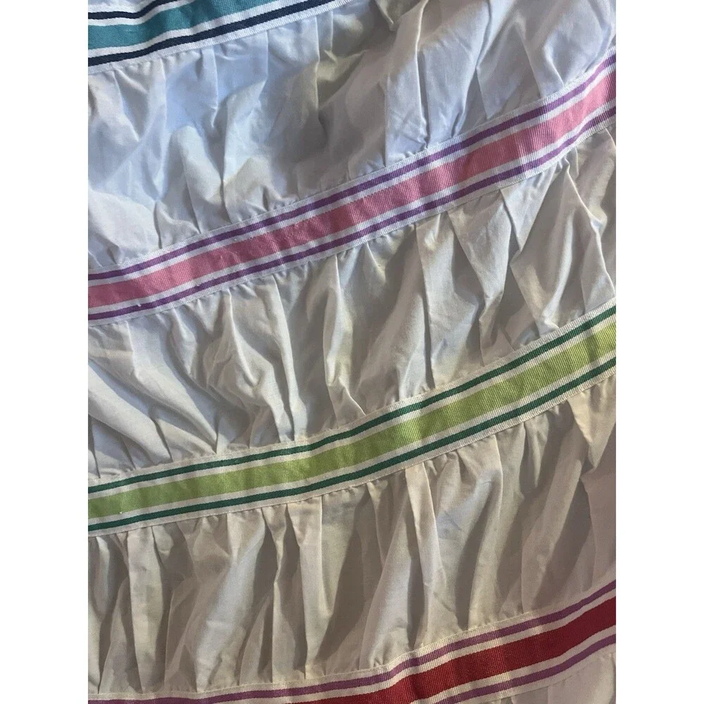 Pottery Barn White w Multicolor Ribbon Ruched Duvet Cover Full/Queen