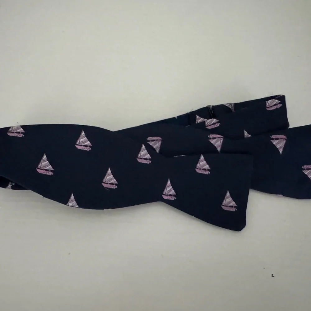 Beau Ties LTD- Navy Blue Sailboat Pattern Bow Tie