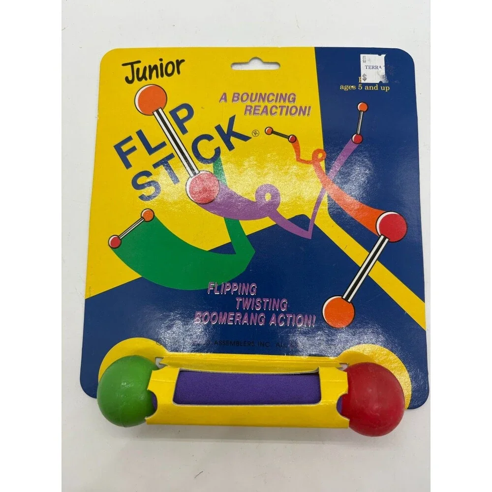Vtg Junior Flip Stick Bouncing Action Toy Retro Ages 5+ Novelty Assemblers