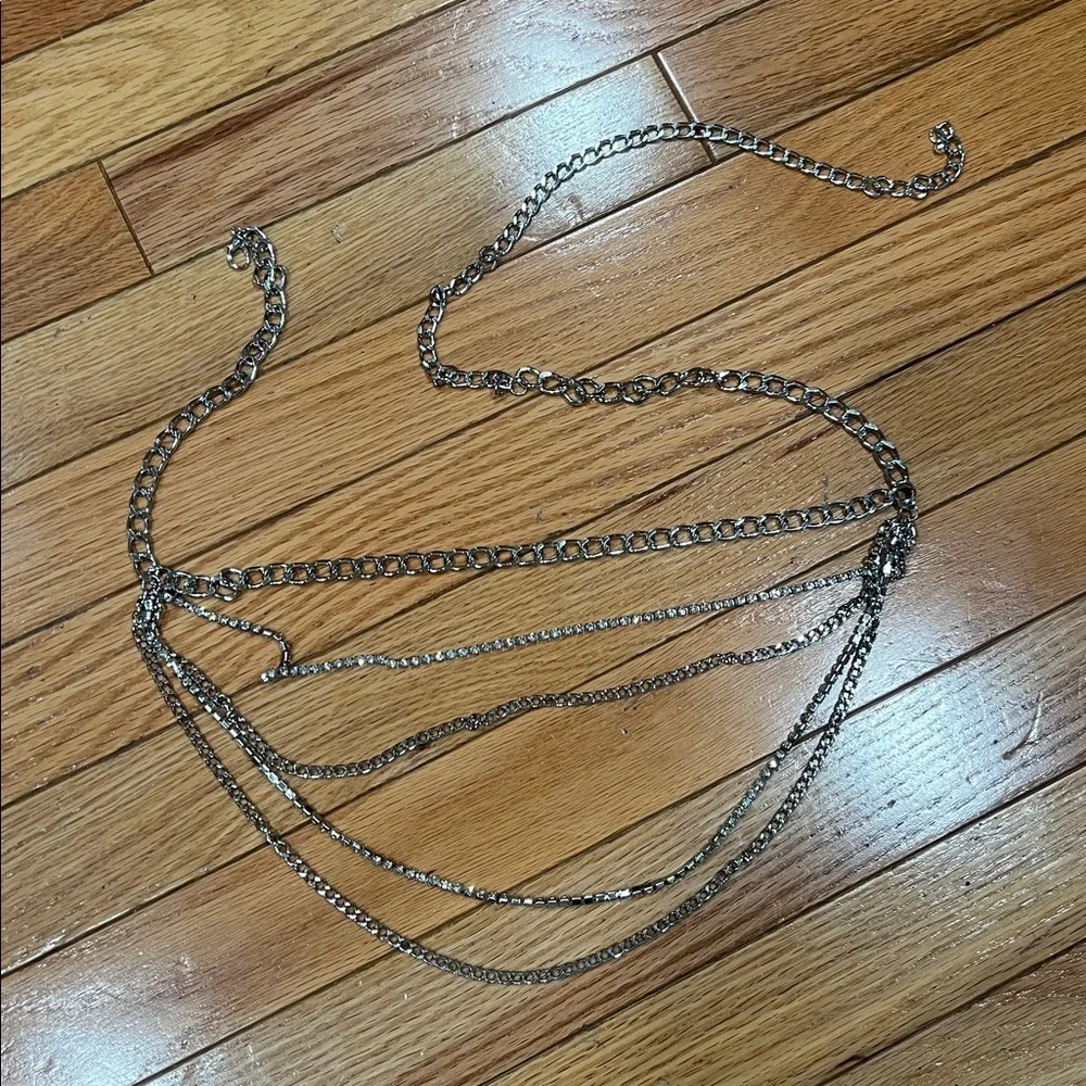 NEW🌹Stylish Multi-Layer Rhinestone Fringed Silver Waist Chain