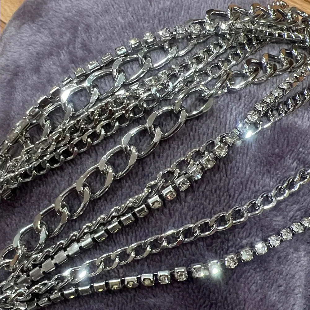NEW🌹Stylish Multi-Layer Rhinestone Fringed Silver Waist Chain