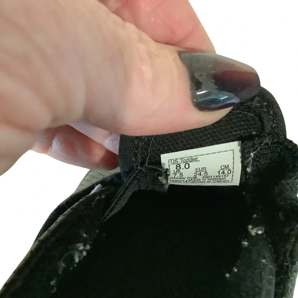 Vans Toddler Size 8.0 Black and White Slip-On Sneakers Great Loved Condition