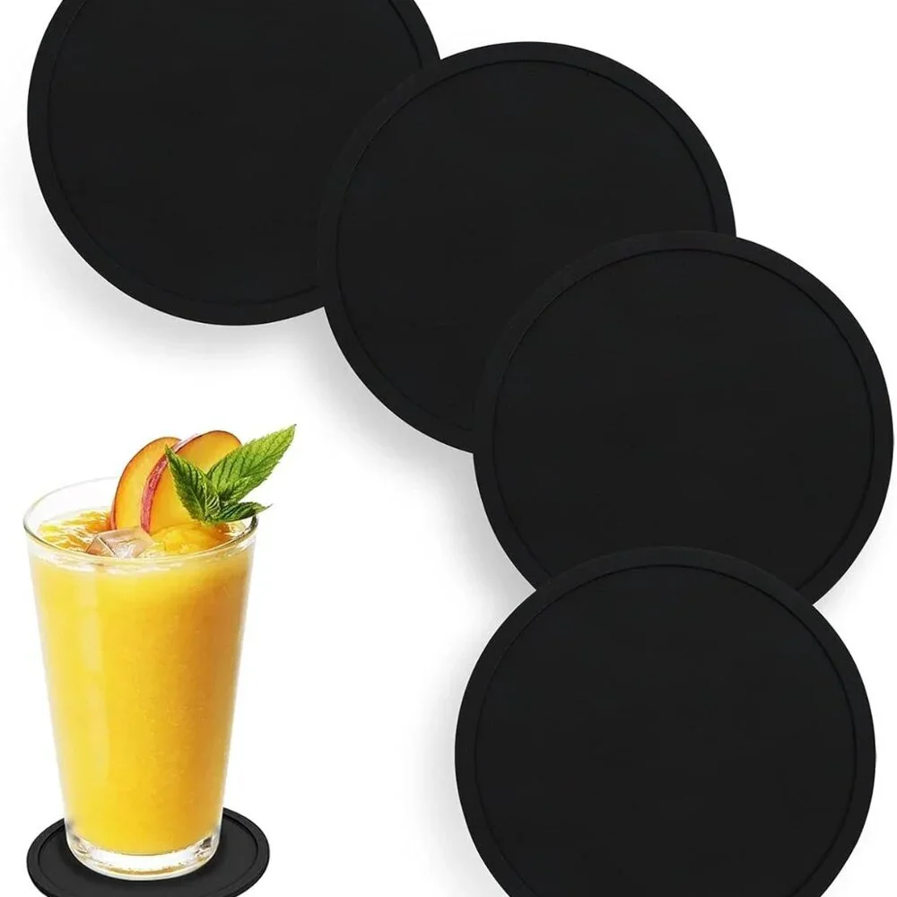 Anti-Slip Reusable Drink Coasters Set - Non Slip Silicone Coasters Protect Desk