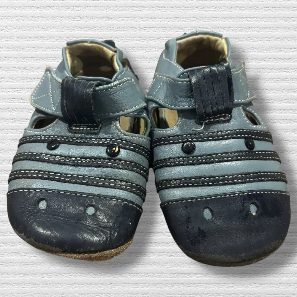Livie & Luca Giraffe Soft Sole Sandals 18–24M Blue Leather Play Condition